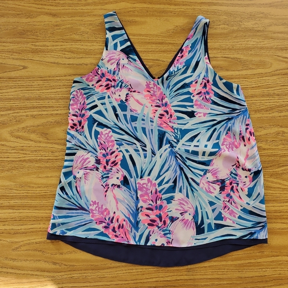 Lilly Pulitzer Floral V neck Sleeveless Top Size S